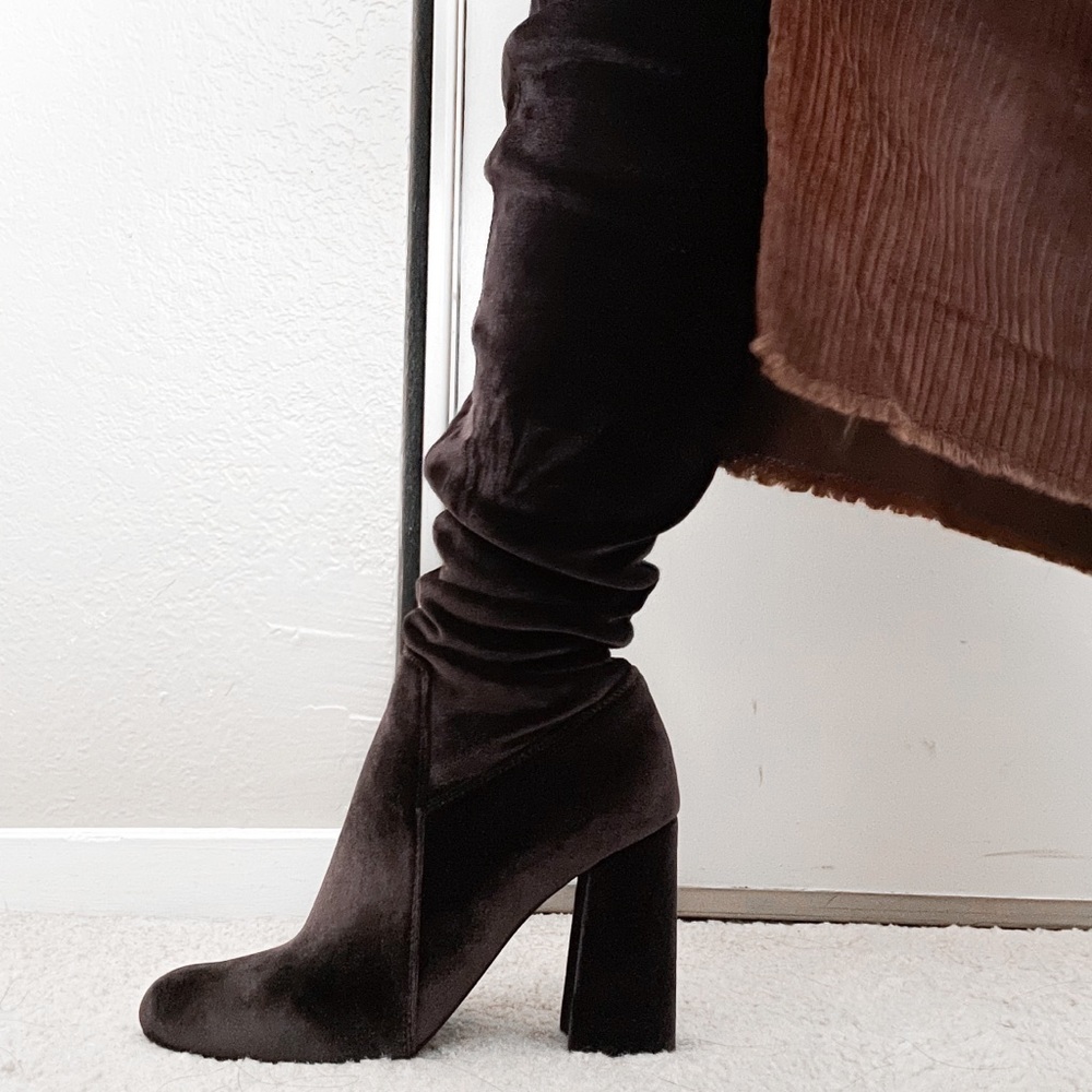 Jeffery Campbell Thigh Velvet Boots size 8.5